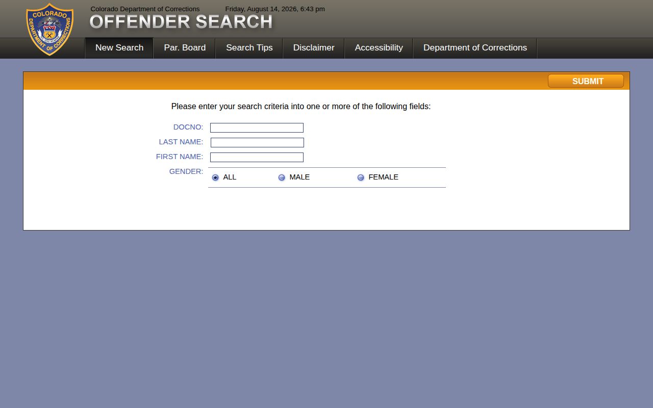 CDOC photo search for Kiowa County offender records