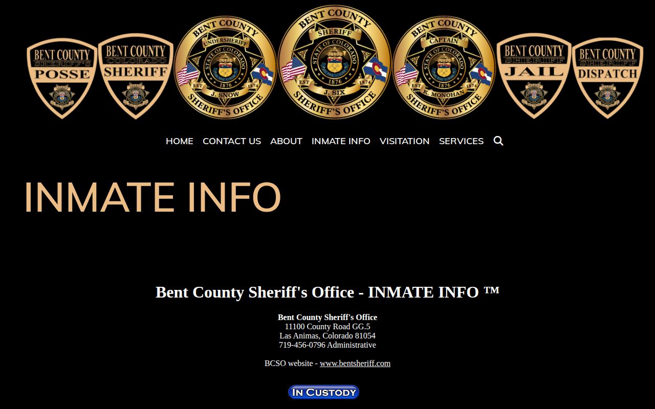 Bent receiving jail roster outage for Kiowa County booking searches